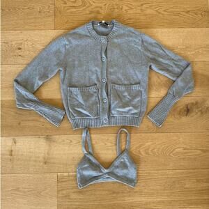 One Mile The Label - Drew Knit Bralette & Cardigan in Gray